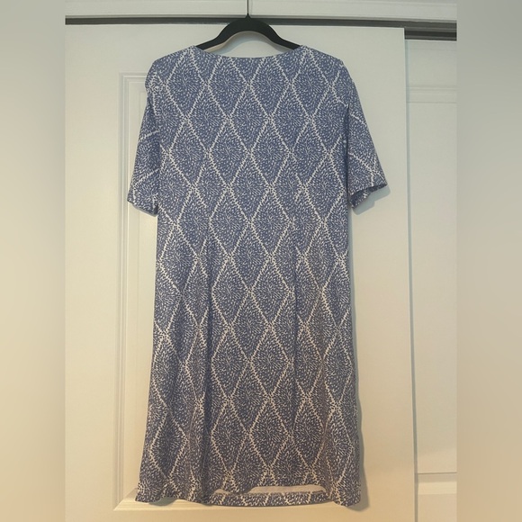 Elizabeth McKay Blue and White Diamond Pattern Midi Dress - Picture 4 of 4